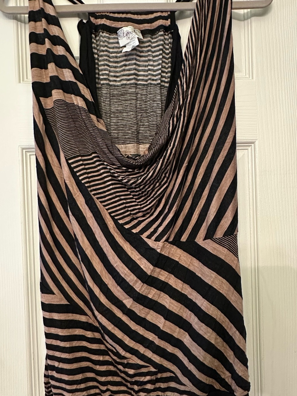 Striped Black and Tan Draped top